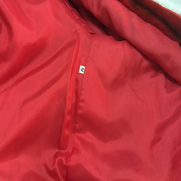 Custom made red mink with fox trimmed hood. - Picture 7 of 15